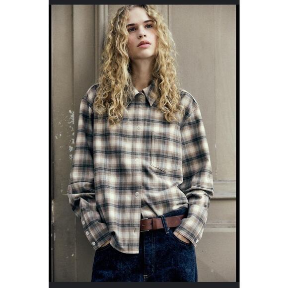 ZARA Plaid Flannel Overshirt, buttoned shirt, Vintage Size Large - Picture 2 of 15